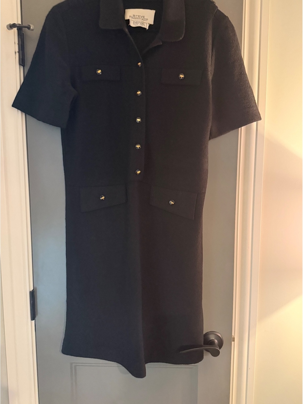 Steve Fabrikant  Bergdorf Goodman Black Short Sleeve Button-Up Dress